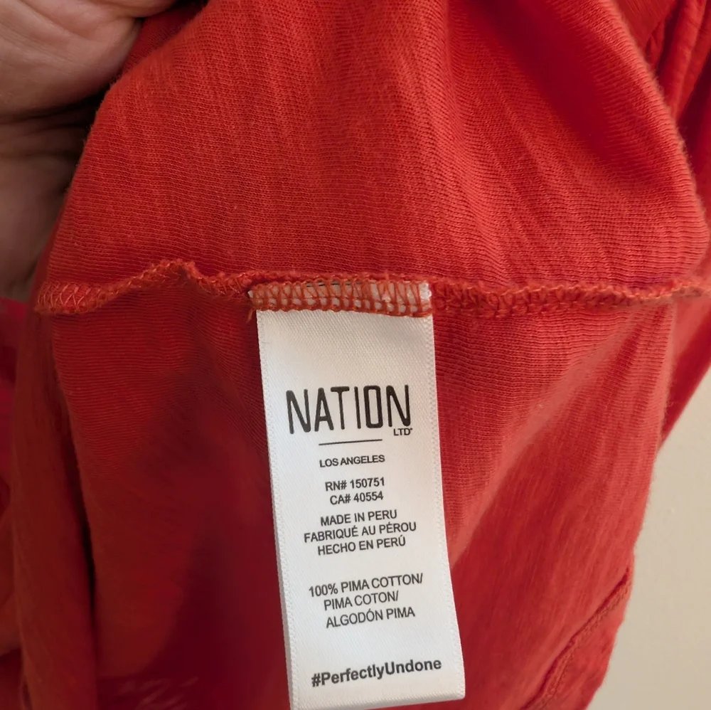 Nation LTD Long Sleeve Pima Cotton Top –Size L - Picture 5 of 9